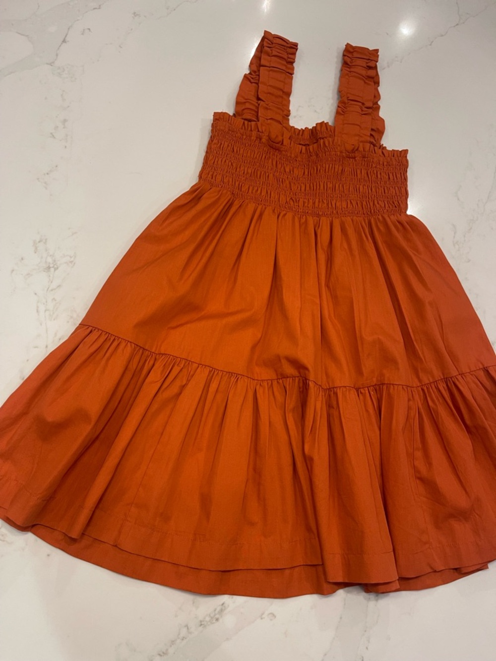 Worn Once! Abercrombie & Fitch Women’s Ruffled Strap Tiered Dress -Burnt Orange - Picture 11 of 13